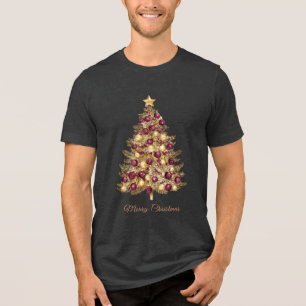 Gold Burgund Weihnachtsbaum Holiday Männer T - Shi Tri-Blend Shirt