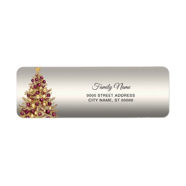 Gold Burgund Weihnachtsbaum Rücksendeadresse Labra (Vorne)