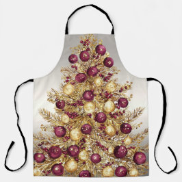 Gold Burgund Weihnachtsbaum Schürze