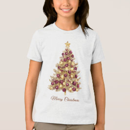 Gold Burgund Weihnachtsbaum T - Shirt