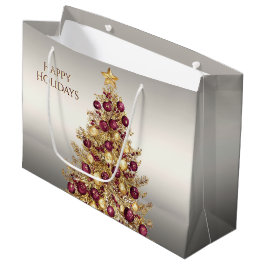 Gold Burgund Weihnachtsbaum Weihnachtsgeschenk-Tas Große Geschenktüte