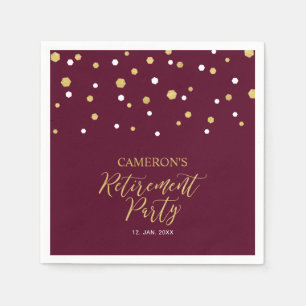 Gold & Burgunderrot Chic Konfetti Ruhestand Serviette