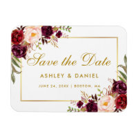 Gold Burgundi Wasserfarbenfloral Save the Date