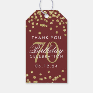 Gold Burgundy 70. Geburtstag Vielen Dank Glitzer Geschenkanhänger