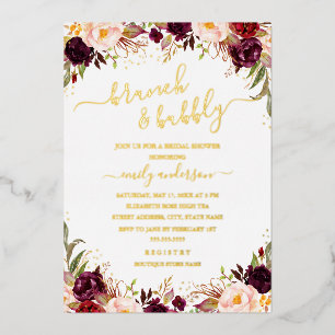 Gold Burgundy Blush Brautparty Folieneinladung