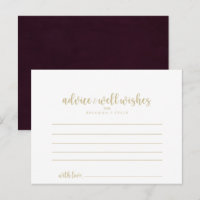 Gold Burgundy Calligraphy Wedding Advice Card
