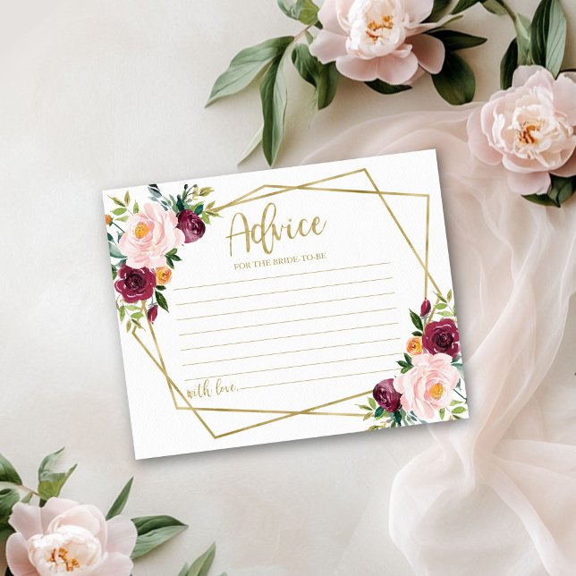 Gold Burgundy Floral Brautparty Admin Card Einladung (Von Creator hochgeladen)