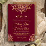 Gold Burgundy Henna Mehndi Islamische Hochzeit Einladung<br><div class="desc">Erleben Sie Ihre Gäste mit dieser traditionellen muslimischen Hochzeitseinladung mit einer eleganten Henna-Kunst und "Bismillah" in arabischer Kalligrafie. Fügen Sie einfach Ihre Veranstaltungsdetails zu dieser einfach zu bedienenden Vorlage hinzu,  um sie zu einer einmaligen Einladung zu machen.</div>