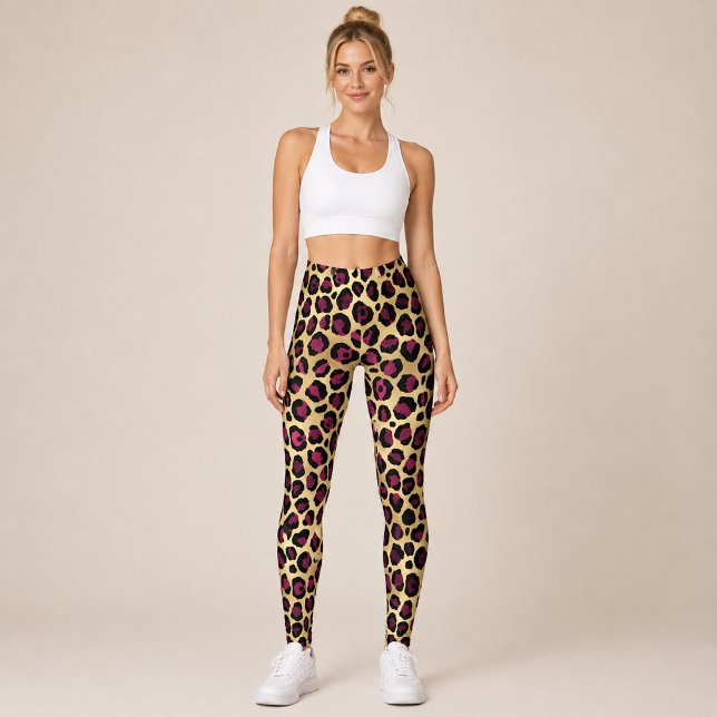 Gold Burgundy Leopard Leggings (Von Creator hochgeladen)