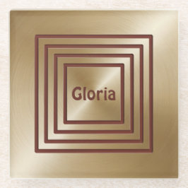 Gold Burgundy Square Glass Untersetzer