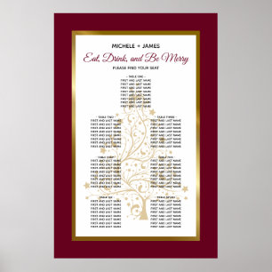 Gold Burgundy Winter Hochzeitsskalender Poster