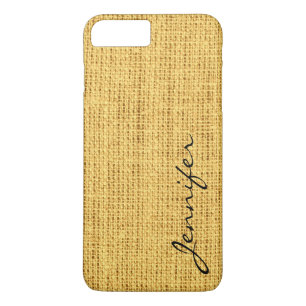 Gold Burlap Rustic Liner Monogram Case-Mate iPhone Hülle