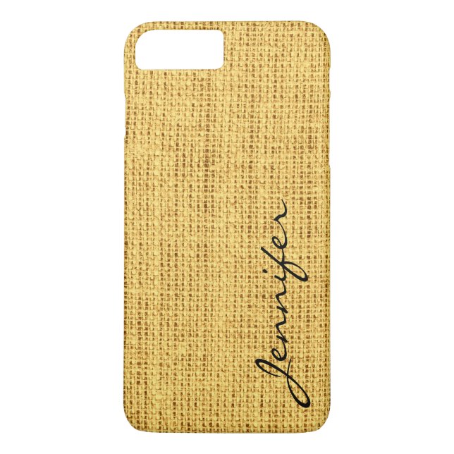 Gold Burlap Rustic Liner Monogram Case-Mate iPhone Hülle (Rückseite)