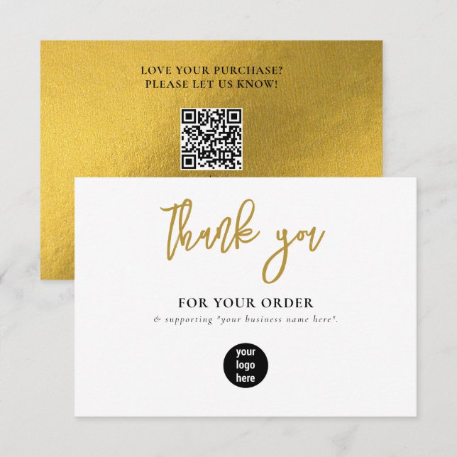 Gold Business Vielen Dank Logo Social Media Dankeskarte (Vorne/Hinten)