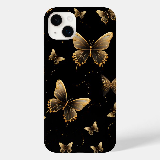 Gold Butterfats Black Case-Mate iPhone 14 Plus Hülle (Rückseite)