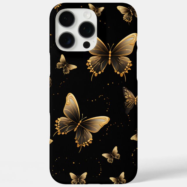 Gold Butterfats Black iPhone 16 Pro Max Hülle (Rückseite)