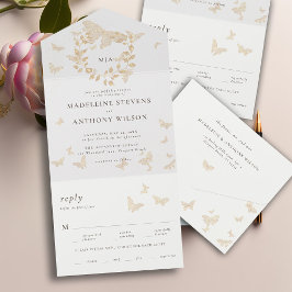 Gold Butterfliegen Elegante Romantische Alleine Ho All In One Einladung