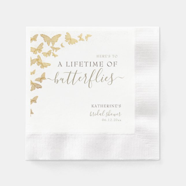 Gold Butterfly Boho Chic Brautparty Custom Serviette (Vorderseite)