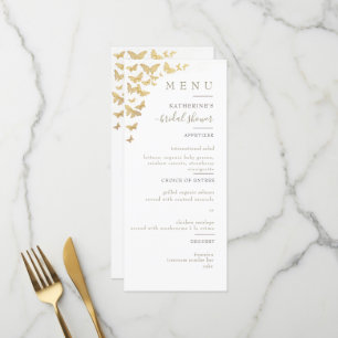 Gold Butterfly Boho Elegantes einfaches Brautparty Menükarte