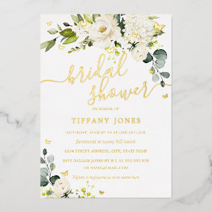 Gold Butterfly Champagne Floral Brautparty Folieneinladung