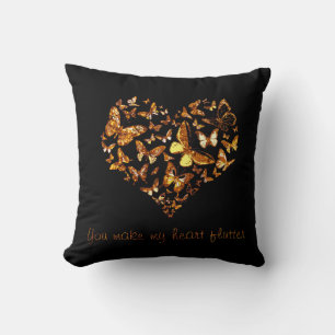 Gold Butterfly Herz Kissen