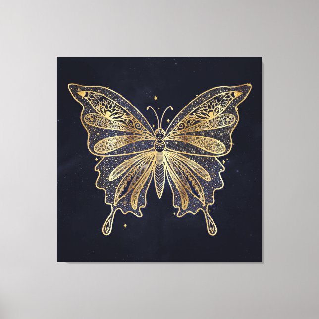 Gold Butterfly Himmelsästhesie Leinwanddruck (Vorderseite)