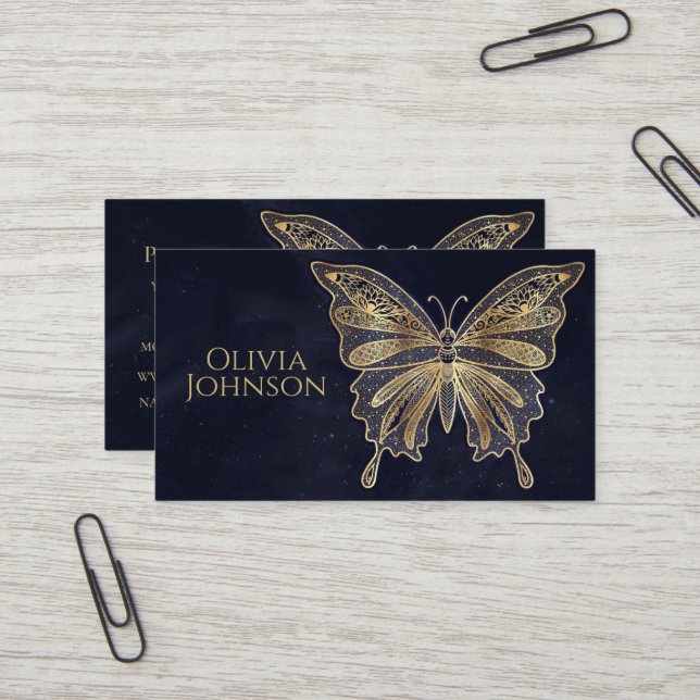 Gold Butterfly Himmelsästhesie Visitenkarte (Vorderseite/Rückseite Beispiel)