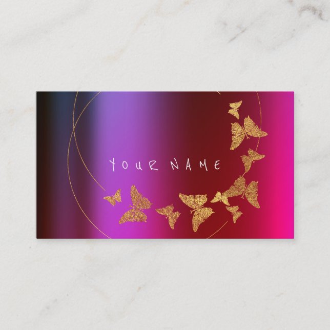 Gold Butterfly Influencer BLOGGER Holographic Visitenkarte (Vorderseite)