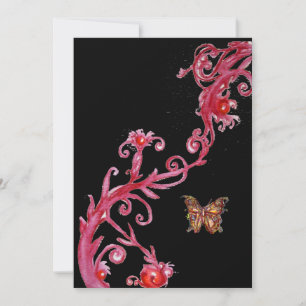 GOLD BUTTERFLY , leuchtend rot schwarz Einladung