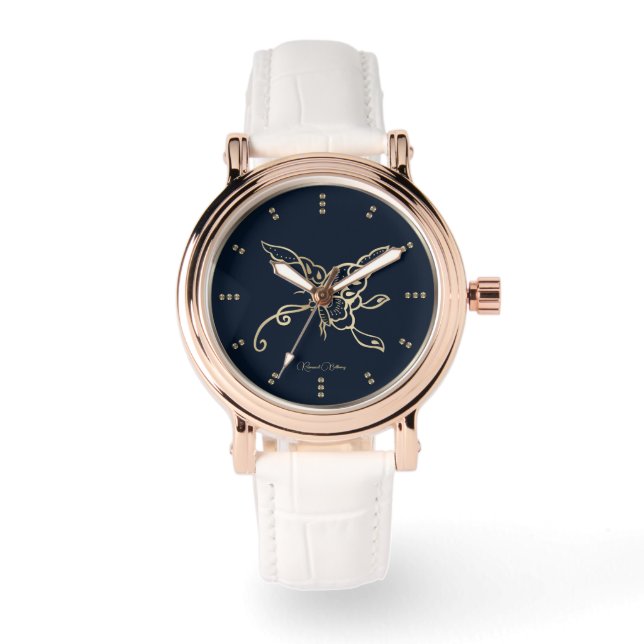 Gold Butterfly Luxus Watch Armbanduhr (Vorderseite)