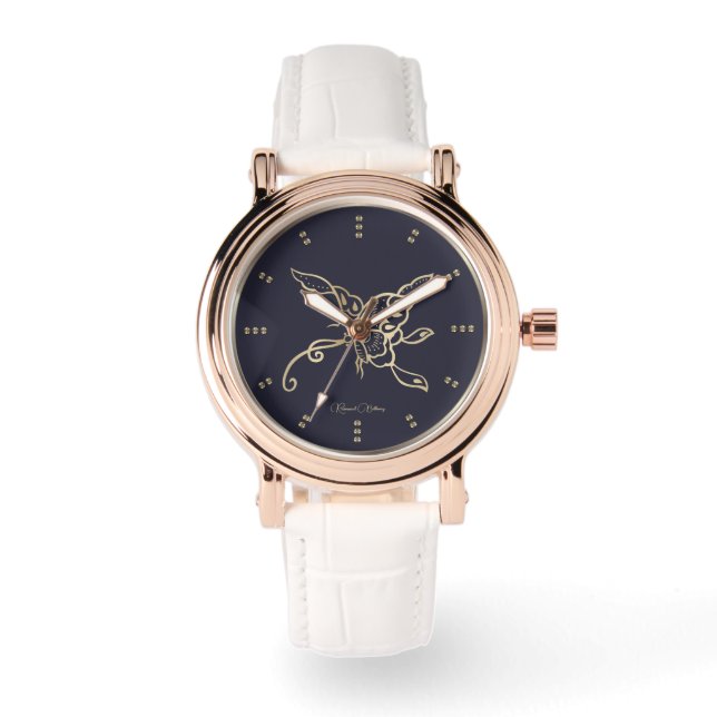 Gold Butterfly Luxus Watch Armbanduhr (Vorderseite)