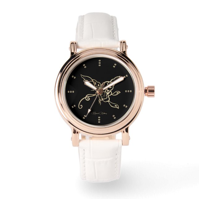 Gold Butterfly Luxus Watch Armbanduhr (Vorderseite)