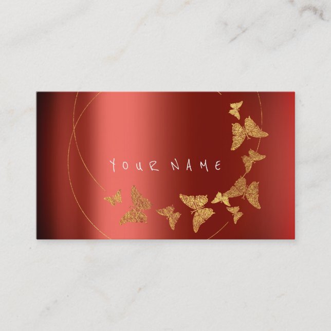 Gold Butterfly Red Influencer BLOGGER WRITER Visitenkarte (Vorderseite)