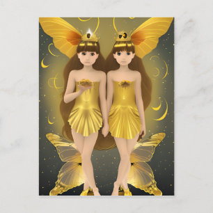 Gold Butterfly Twins Postkarte
