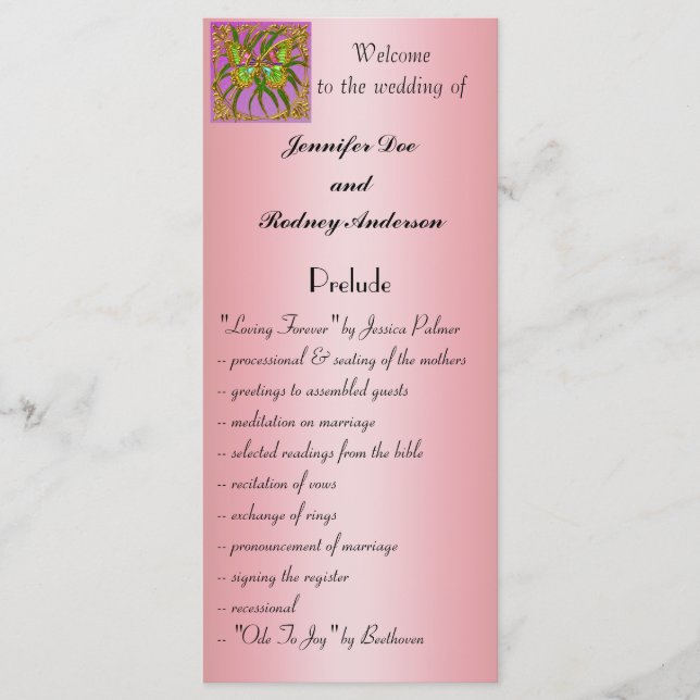 Gold Butterfly Wedding Program Rack Card Programm (Vorderseite)