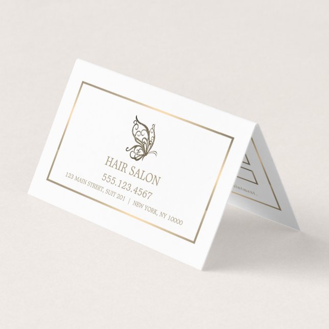 Gold Butterfly, White and Gold Appointing Card Visitenkarten (Vorderseite)