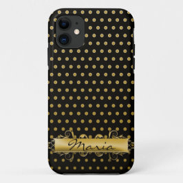 Gold Button Dots mit Namensschild iPhone 11 Hülle