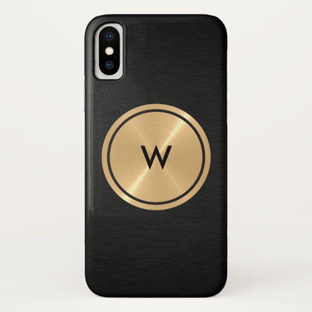 Gold Button und Black Stainless Steel Metal Case-Mate iPhone Hülle (Rückseite)