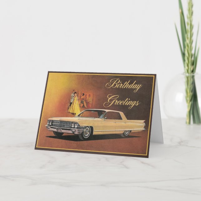 Gold Cadillac Elégante carte d'anniversaire (Devant)