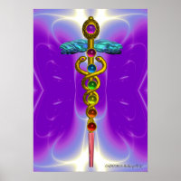 GOLD CADUCEUS 7 CHAKRAS, Yoga, medizinisches Lila 