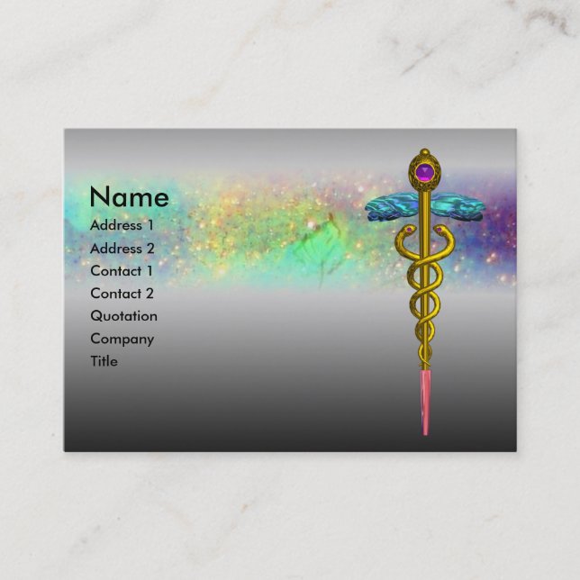 GOLD CADUCEUS, ARZT MEDIZINISCHER DIENST Metal Gra Visitenkarte (Vorderseite)