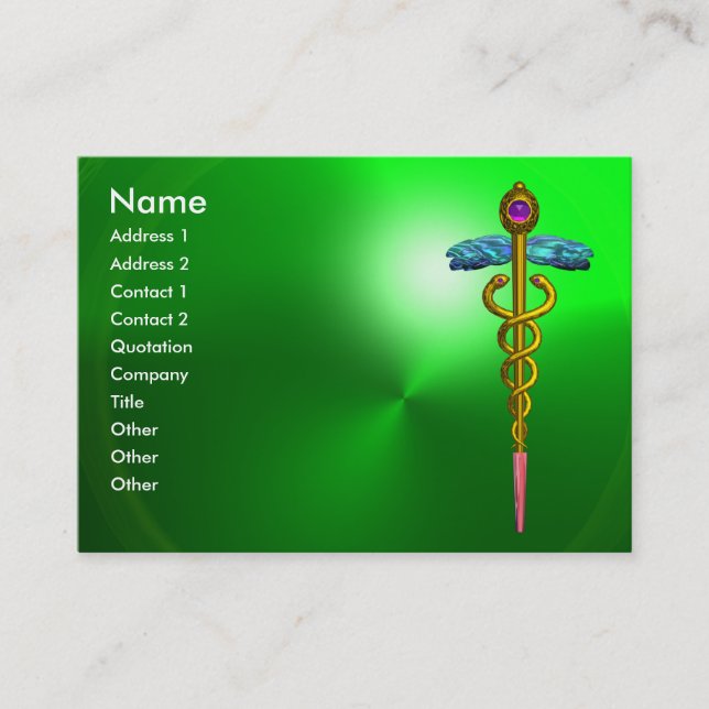 GOLD CADUCEUS, ARZT, MEDIZINISCHER DIENSTLEISTER G VISITENKARTE (Vorderseite)