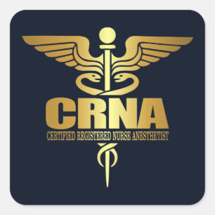 Gold Caduceus (CRNA) Quadratischer Aufkleber