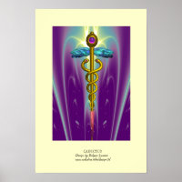 GOLD CADUCEUS Doktor, Medizinzeichen Lila grün