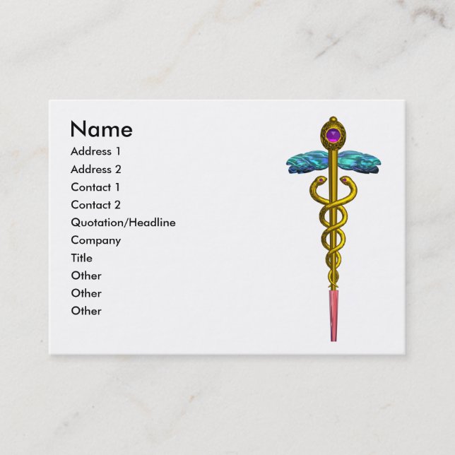 GOLD CADUCEUS IN BLUE SKY ,Doktor,Ärztlicher Diens Visitenkarte (Vorderseite)
