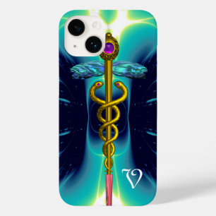 GOLD CADUCEUS MEDICAL MONOGRAM Türkis Blue Case-Mate iPhone Hülle
