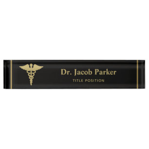 Gold Caduceus Medical Namensplakette