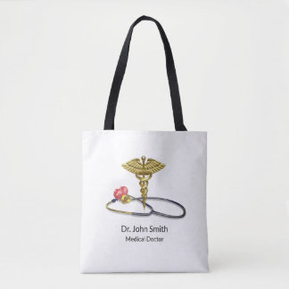 Gold Caduceus & Medical Stethoscope with Heart Tasche