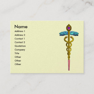GOLD CADUCEUS Medizinische Symbol Creme Pearl Visitenkarte