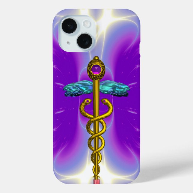 GOLD CADUCEUS MEDIZINISCHE SYMBOL,Lila Violette Case-Mate iPhone Hülle (Rückseite)